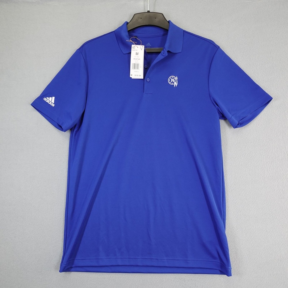 Adidas Polo Shirt Mens Medium Blue Adi Perf Polo Golf Shirt Short Sleeve Sport